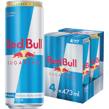 Red Bull Energy Drink Sugar Free 473mL x 4 pack