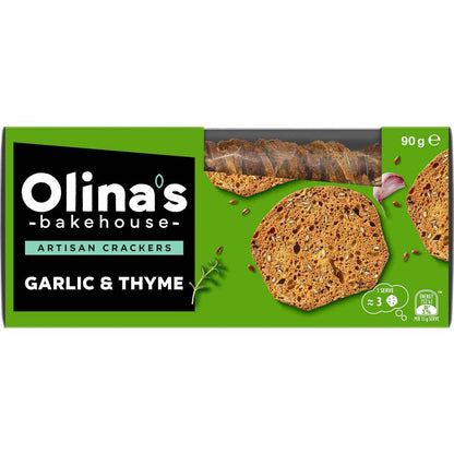 Olina's Bakehouse Artisan Crackers Biscuits Garlic & Thyme 90g