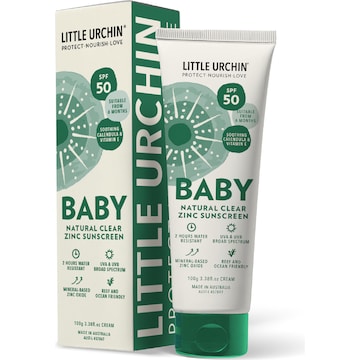 Little Urchin SPF 50 Baby Natural Clear Zinc Sunscreen 100g