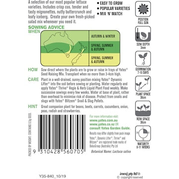 Yates Lettuce Salad Mix Seeds each