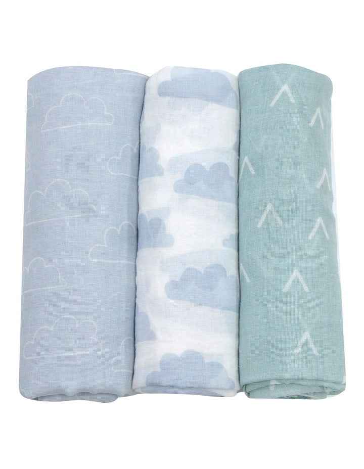 Nordic Muslin Wraps 3 Pack in Blue/Green