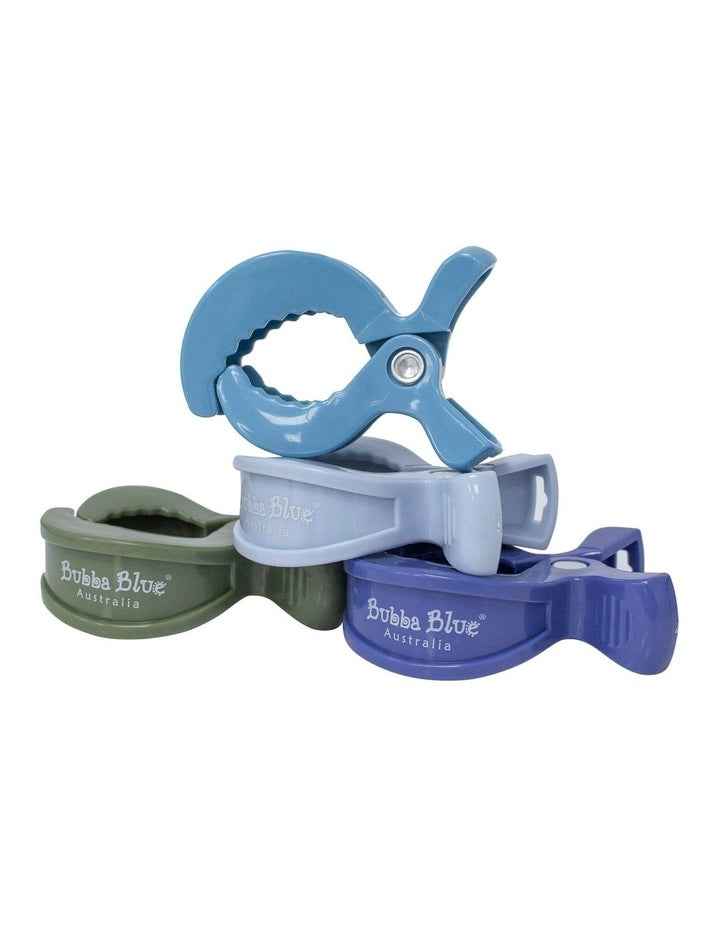 Pram Clips 4 Pack in Blue Multi