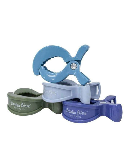 Pram Clips 4 Pack in Blue Multi