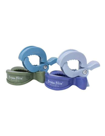 Pram Clips 4 Pack in Blue Multi