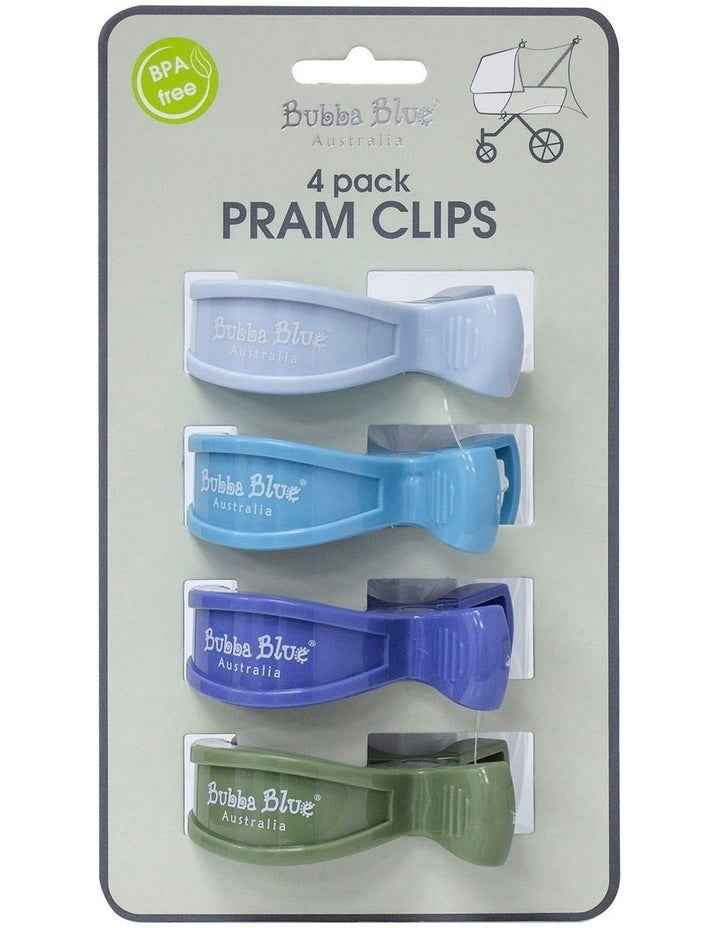 Pram Clips 4 Pack in Blue Multi