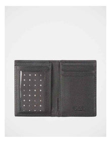 Pebbled Leather Magnetic Closure Wallet in Black