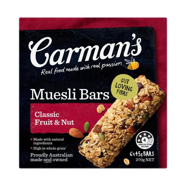 CARMANS MUESLI BARS:CLASSIC FRUIT:.:270 GRAM