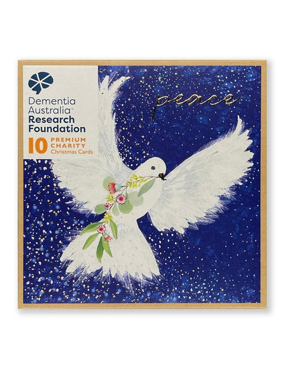 Dementia Australia Research Foundation Charity Boxed Christmas cards  Dove for Peace Design