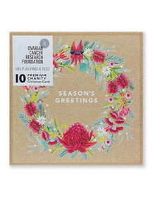 Ovarian Cancer Research Foundation Charity Boxed Christmas cards Bush Wreath Design