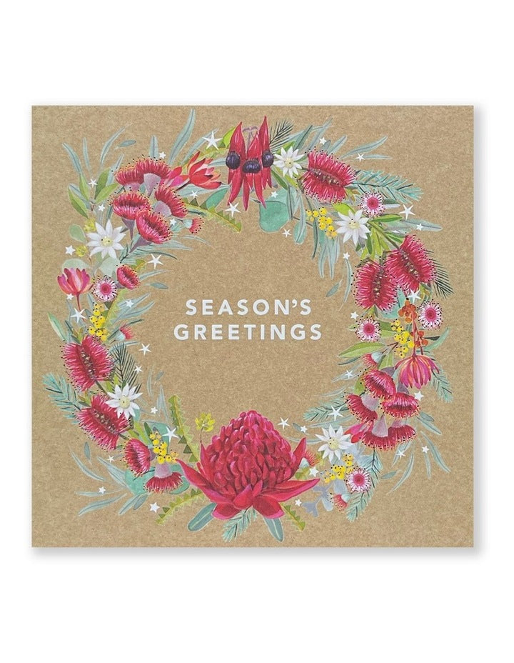 Ovarian Cancer Research Foundation Charity Boxed Christmas cards Bush Wreath Design