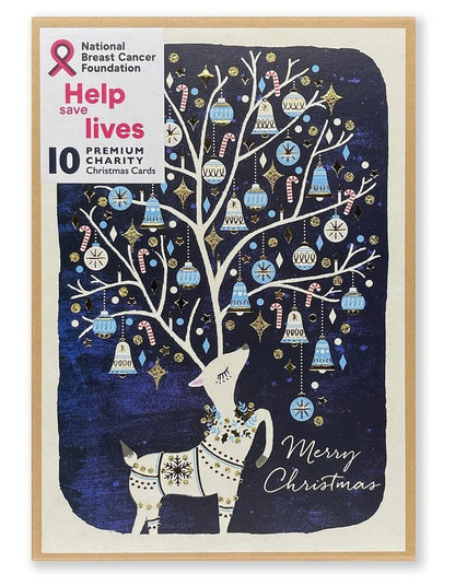 National Breast Cancer Foundation Charity Boxed Christmas cards Night Antler Design