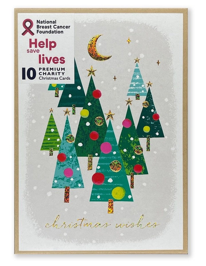 National Breast Cancer Foundation Charity Boxed Christmas cards Christmas Forest Design