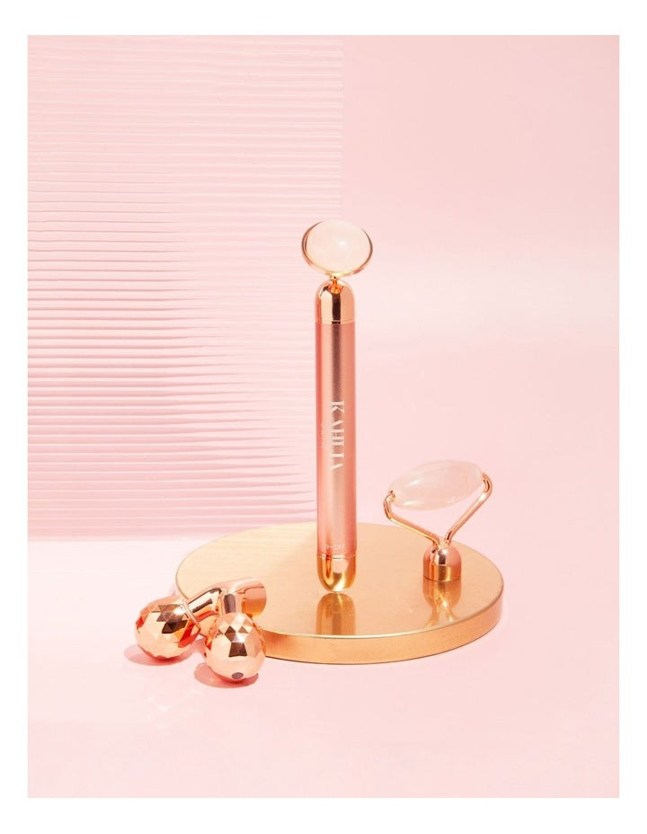 Rose Quartz Vibrating Beauty Roller in Pink