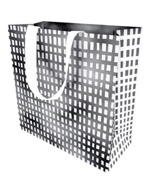 Gift Bag Large Painterly Silver Crosshatch Design