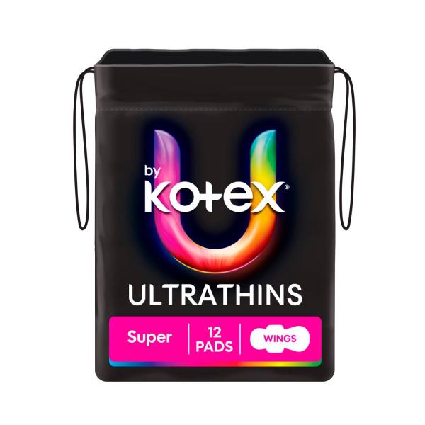 U BY KOTEX PADS ULTRA THIN SUPER WITH WINGS 12 PACK