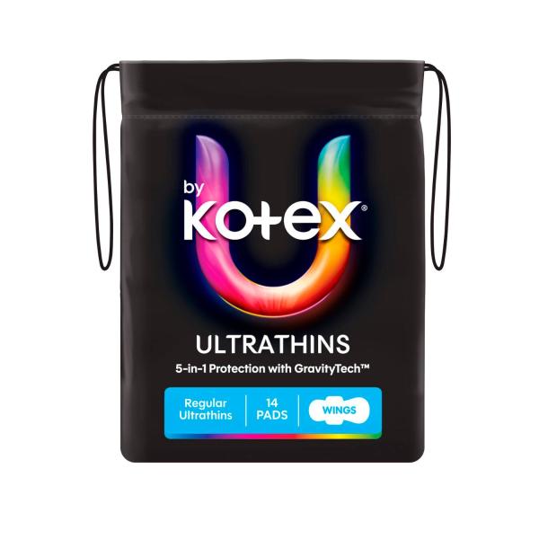 U BY KOTEX PADS ULTRA THIN REGULAR WITH WINGS 14 PACK