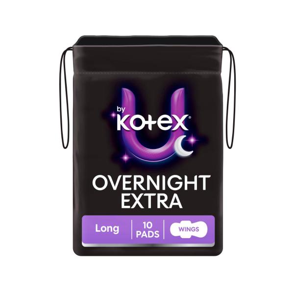 U BY KOTEX PADS OVERNIGHT EXTRA WITH WINGS 10 PACK