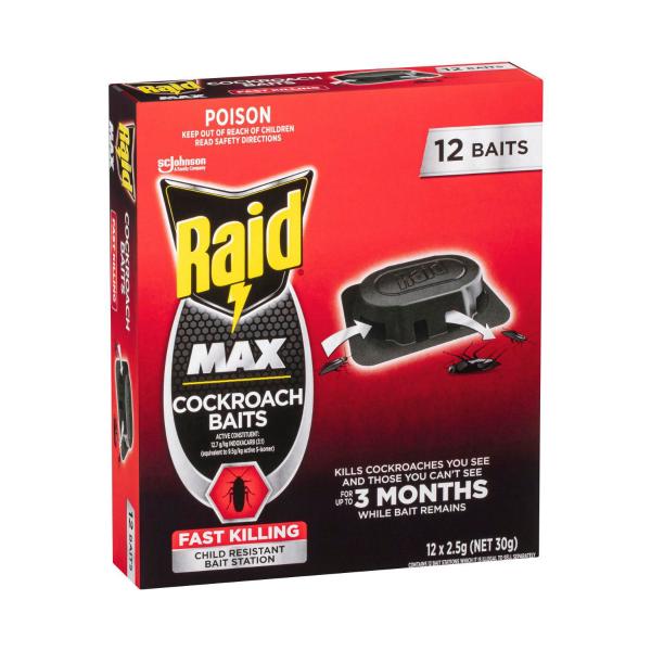 RAID MAX INSECT COCKROACH BAITS TRAPS 12 PACK
