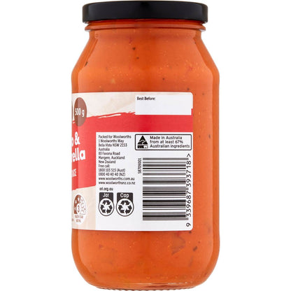 Woolworths Creamy Tomato and Mozzarella Pasta Bake Sauce 500mL