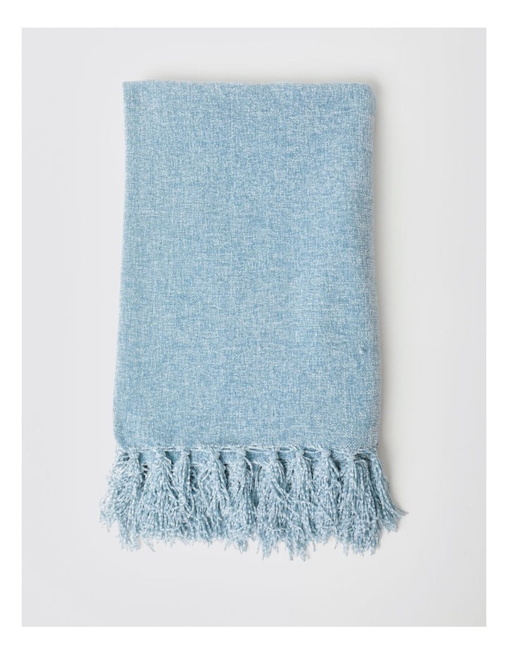 Valerie Chenille Velvet Throw 130x180cm in Blue