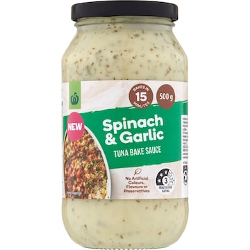 Woolworths Spinach & Garlic Tuna Bake Sauce 500g
