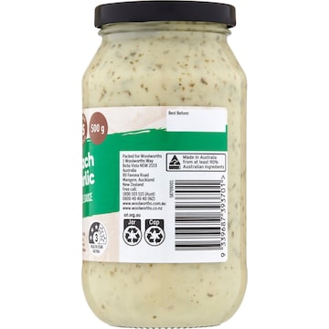Woolworths Spinach & Garlic Tuna Bake Sauce 500g