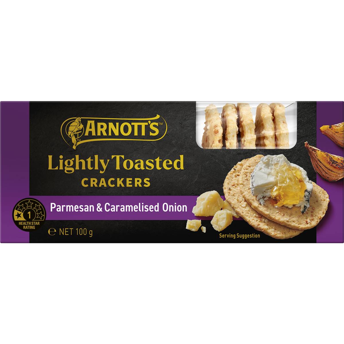 Arnotts Light Toasted Crackers Parmesan & Caramelised Onion 100g