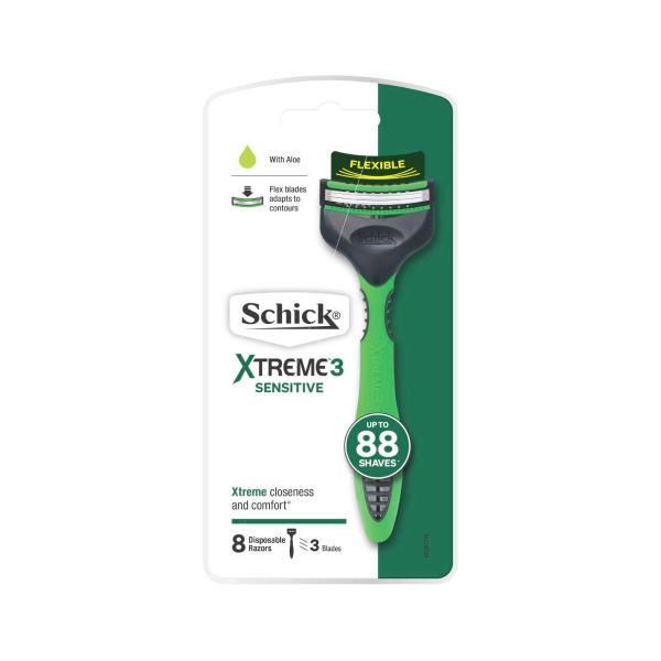 SCHICK XTREME 3 SENSITIVE DISPOSABLE RAZORS 8 PACK