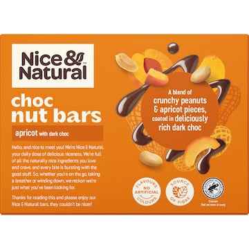 Nice & Natural Dark Choc Nut Bars Apricot 6 pack