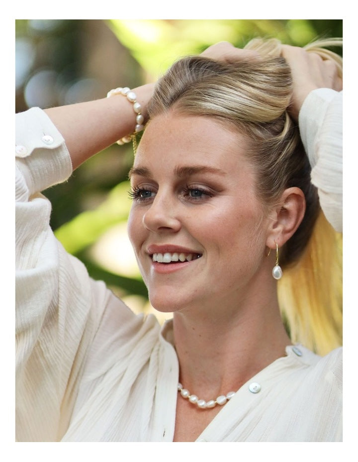 Baroque Pearl Hook Earring In Gold