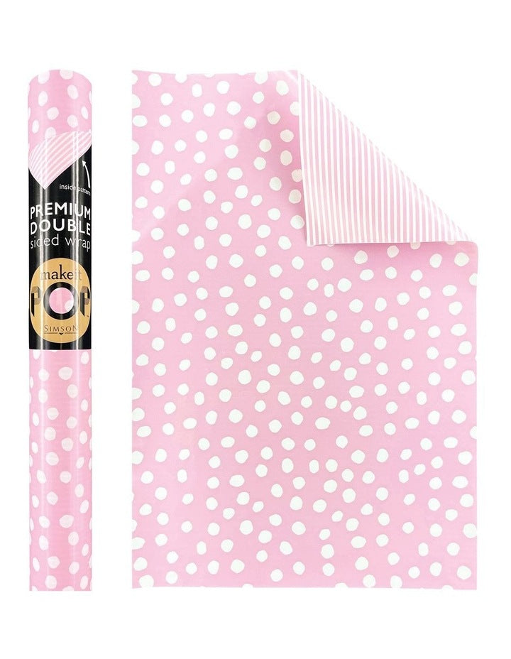 White Dotty Pattern on Pink Roll Wrap