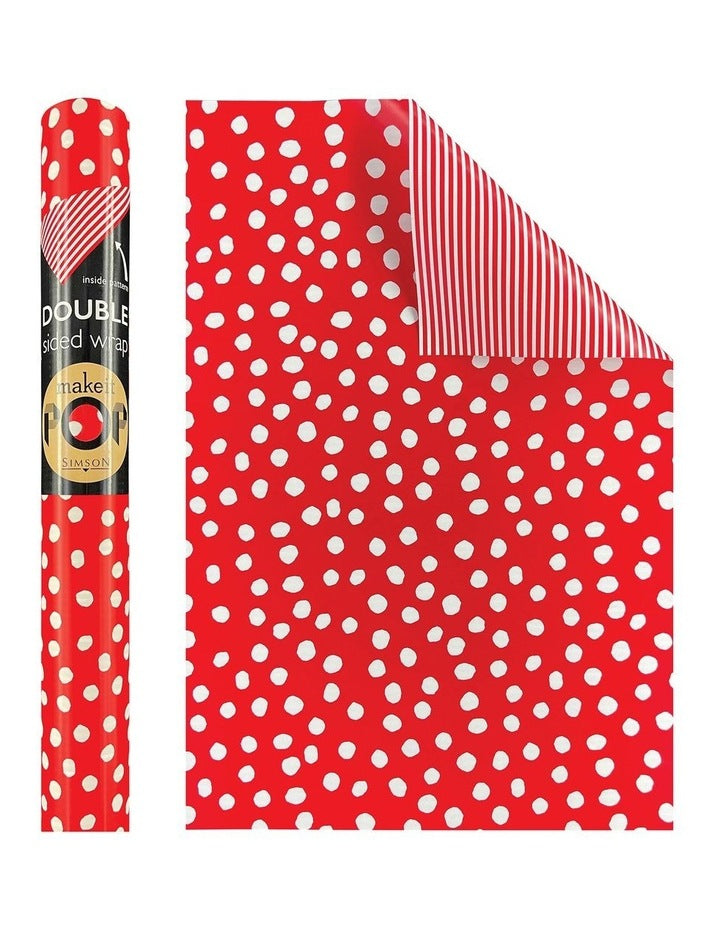 White Dotty Pattern on Red Roll Wrap