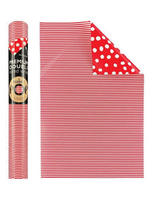 Red Stripe with Dotty White Pattern Roll Wrap