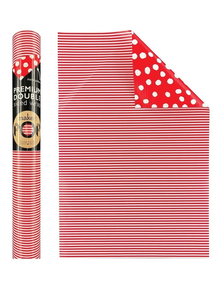 Red Stripe with Dotty White Pattern Roll Wrap