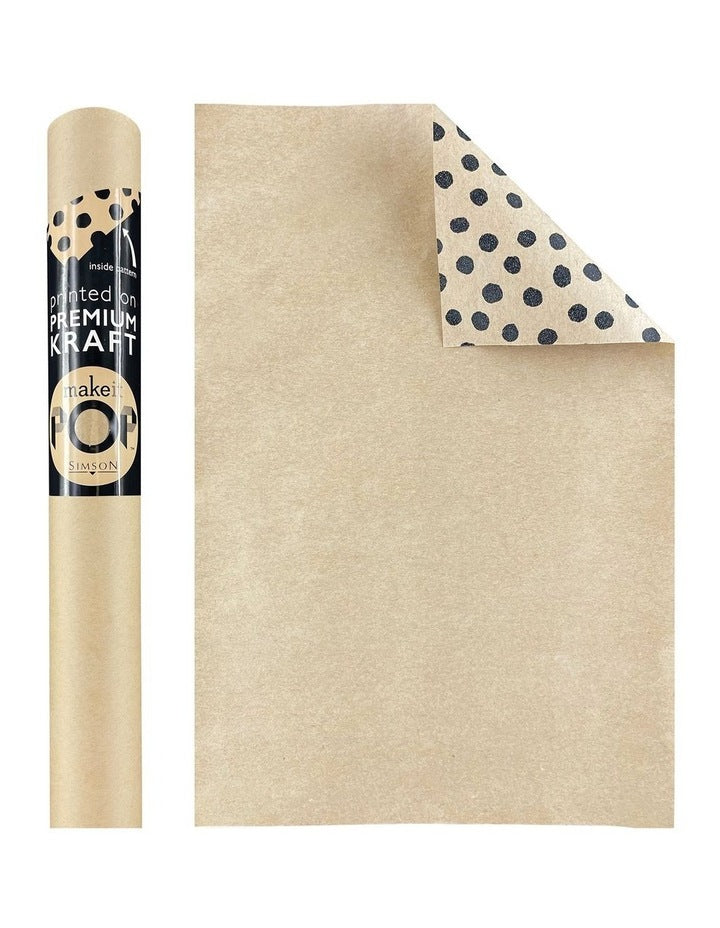 Solid Kraft with Dotty Black Roll Wrap