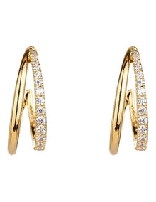 Double Strand Hoop Earring With CZ in Gold
