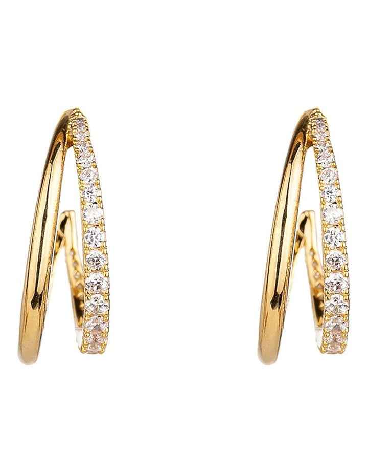 Double Strand Hoop Earring With CZ in Gold