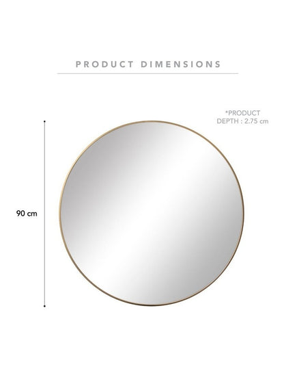 Linda Round Wall Mirror 90cm in Gold