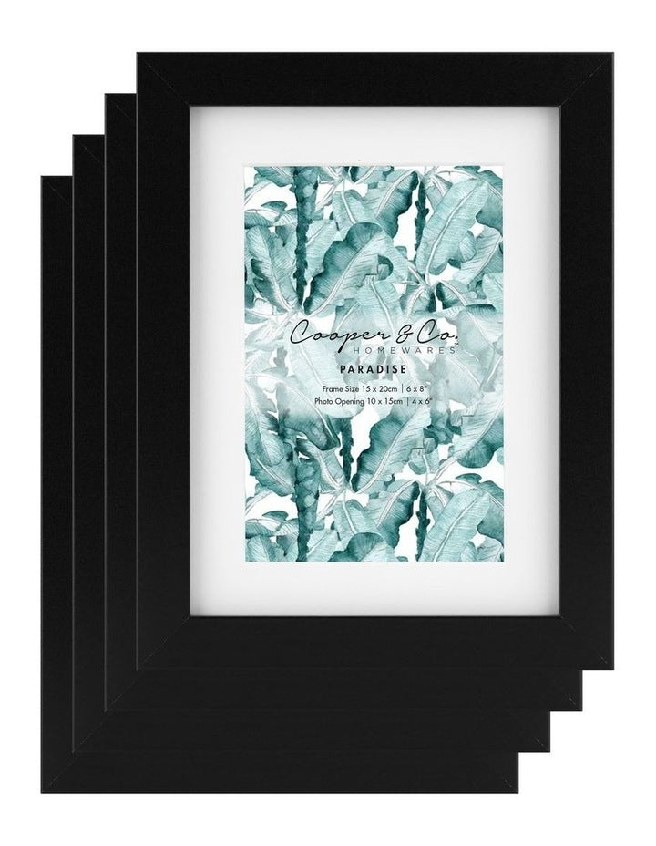 15x20cm Matt to 10x15cm Set Of 4 Photo Frames in Black
