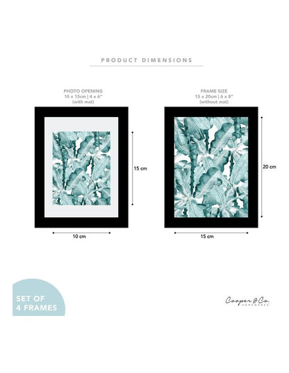 15x20cm Matt to 10x15cm Set Of 4 Photo Frames in Black