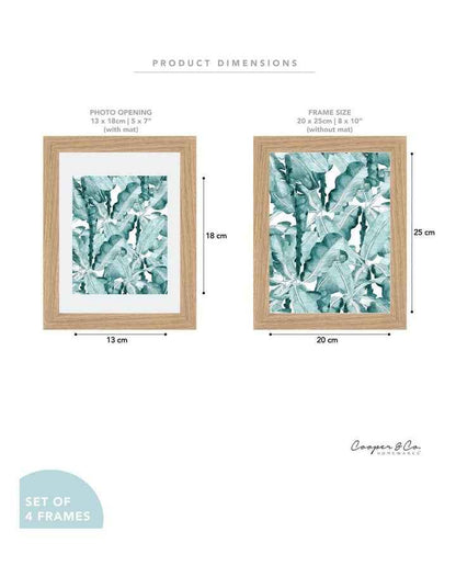 Set Of 4 20x25cm Matt to 13x18cm Oak Premium Paradise Wooden Photo Frame