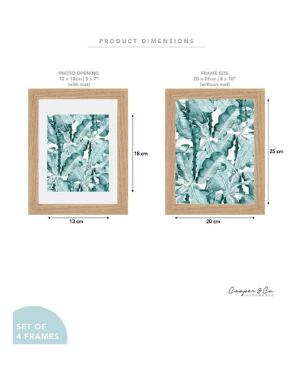 Set Of 4 20x25cm Matt to 13x18cm Oak Premium Paradise Wooden Photo Frame
