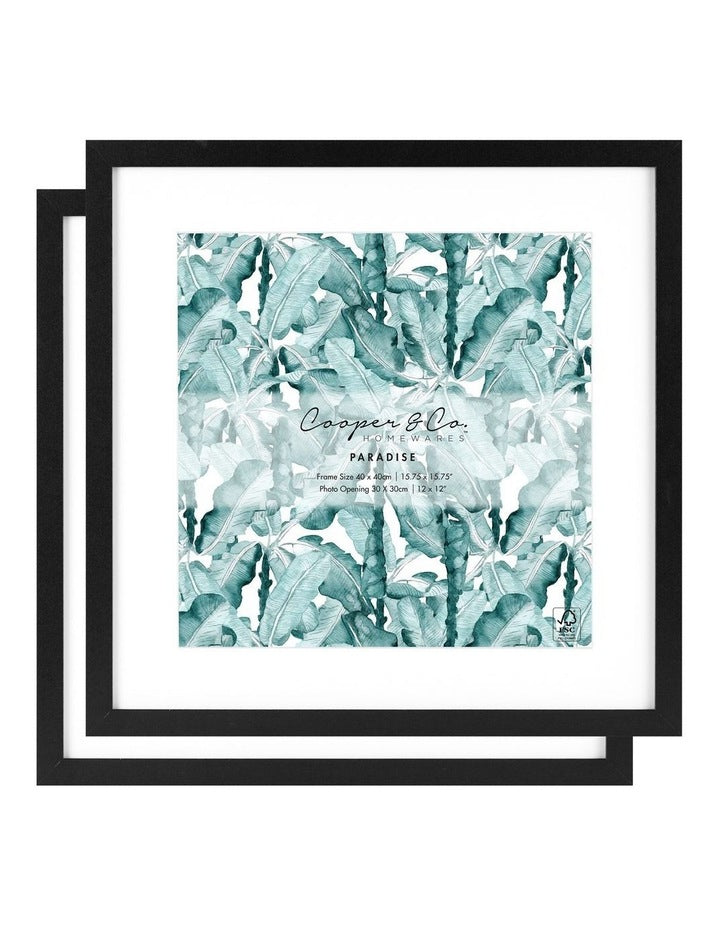 Premium Paradise Photo Frames 40x40cm Matt to 30x30cm Set Of 2 in Black