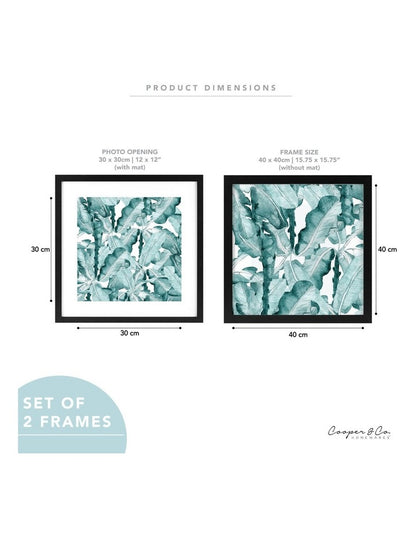 Premium Paradise Photo Frames 40x40cm Matt to 30x30cm Set Of 2 in Black