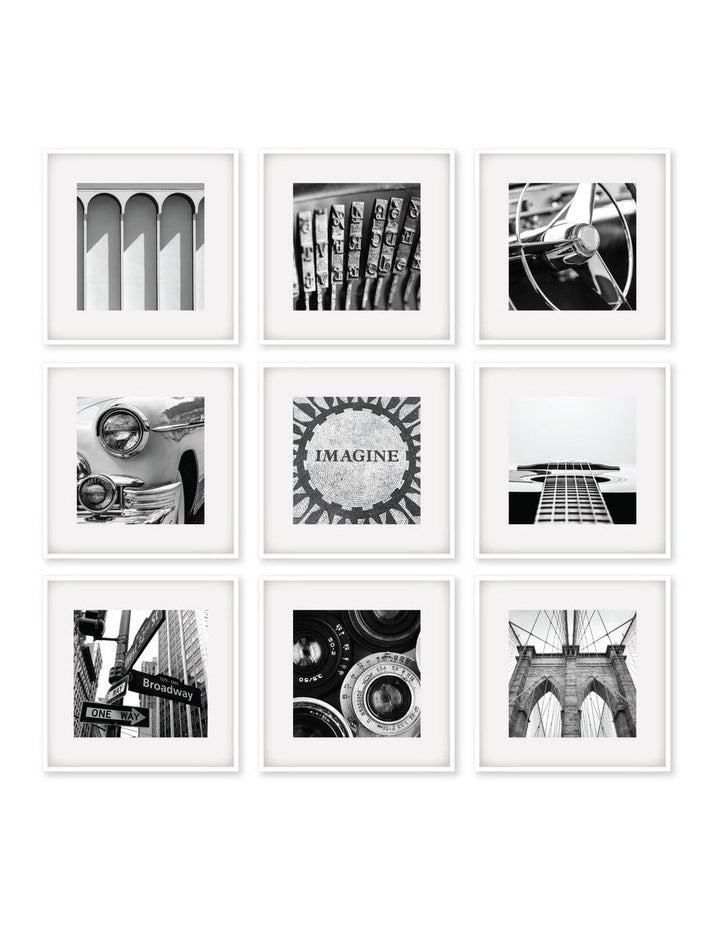 Square Frame Pack Of 9 in White