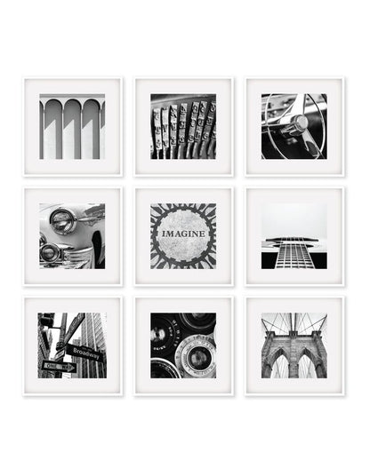 Square Frame Pack Of 9 in White