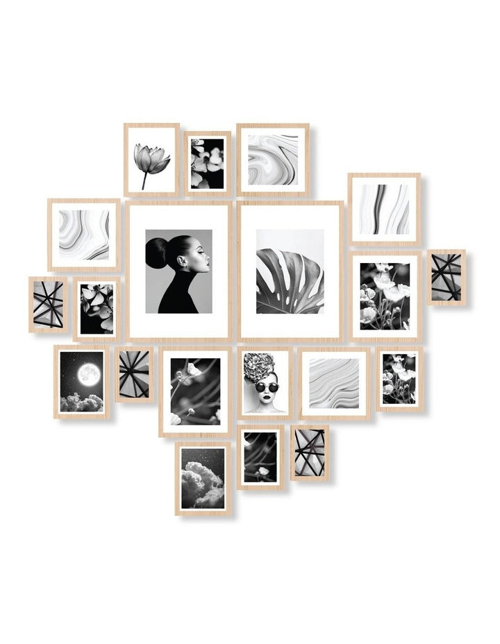Instant Gallery Wall 20 Piece Frame Set in Oak