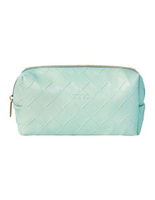 Woven Small Beauty Bag in Teal