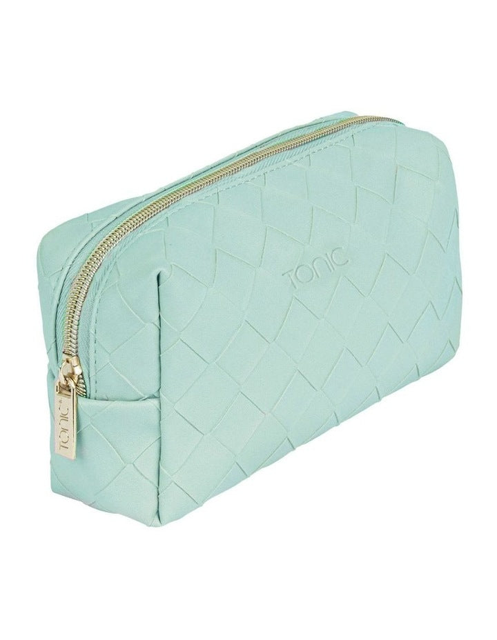 Woven Small Beauty Bag in Teal