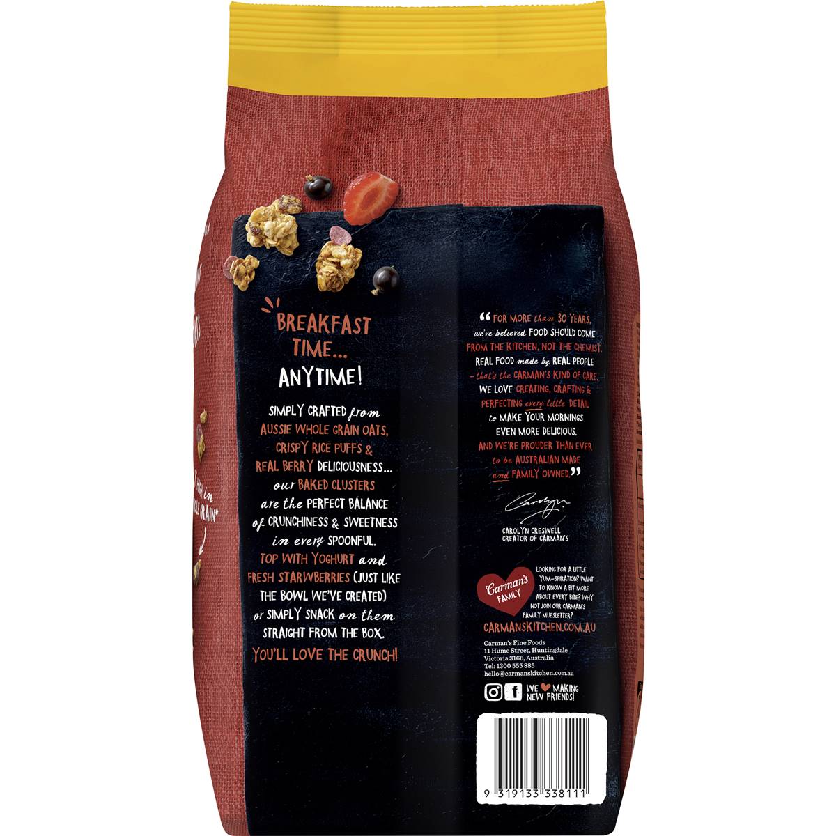 Carman's Aussie Oat Cluster Berry Crunch Value Pack 800g